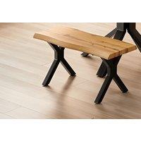 KOSY KOALA Durable Wooden Bench with X-Shaped Iron Legs, Curved Edge for Dining, Work, or Study in Brown