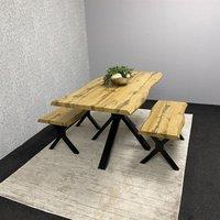 KOSY KOALA Modern Dining Table Set With Two Modern Benches Dining Room Furniture in Brown