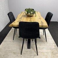 KOSY KOALA Wooden Dining Table with 4 Black Velvet Chairs, Stylish Dining Room Furniture in Brown