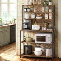 Pirlo Plush Industrial 6 Tier Kitchen Storage Rack With Shelves in Brown