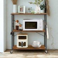 Pirlo Plush Rolling Kitchen Serving Trolley With Wheels Rustic Brown