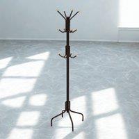 Pirlo Plush Metal Hallway Coat Rack Stand With 12 Hooks Brown