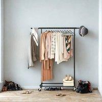 Pirlo Plush Heavy Duty Extendable Metal Clothes Rail With Wheels Black