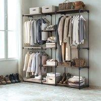 Pirlo Plush Metal Clothes Rail Open Wardrobe With Storage Shelves Taupe