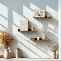 Pirlo Plush Set of 3 Wall Mounted Shelves Industrial Rustic Brown