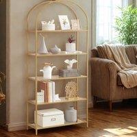 Pirlo Plush 5 Tier Tempered Glass Storage Shelves Unit Gold
