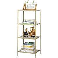 Pirlo Plush 4 Tier Tempered Glass Storage Shelving Unit Gold