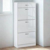 Pirlo Plush 4 Drawer Hallway Shoe Storage Cabinet With Shelf White