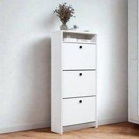 Pirlo Plush 3 Drawer Hallway Shoe Storage Cabinet With Shelf White