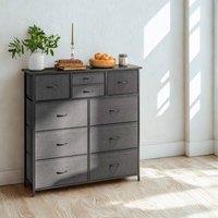 Pirlo Plush Industrial 10 Drawer Chest Storage Unit Black