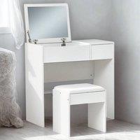 Pirlo Plush 2-in-1 Flip-Up Dressing Table Workstation With Stool White