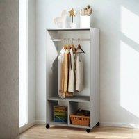Pirlo Plush Open Wardrobe Clothes Rail With Storage Shelves on Wheels Grey