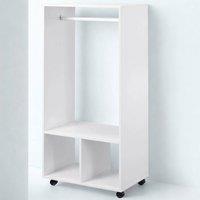 Pirlo Plush Open Wardrobe Clothes Rail With Storage Shelves on Wheels White