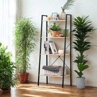 Pirlo Plush 4 Tier Free Standing Ladder Shelf For Living Room Storage Beige