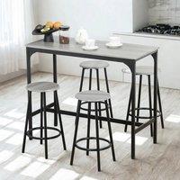 Pirlo Plush 5-Piece Dining Table & Stool Set Kitchen Living Room Industrial Grey