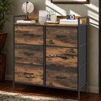 FURNOS Industrial 6 Drawer Chest Storage Unit With Shelf Brown