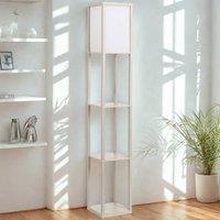 FURNOS Modern Dimmable Floor Lamp For Living Room With 3 Shelves in White
