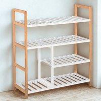 FURNOS 4 Tier Shoe Storage Rack Hallway Organiser in Brown