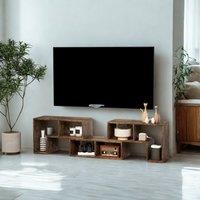 FURNOS Adjustable Free Combination TV Stand Unit With Storage Rustic in Brown