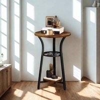 FURNOS 3 Tier Small Round Side End Table Rustic in Brown