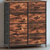 FURNOS Industrial 8 Fabric Drawer Chest Storage Unit Rustic in Brown