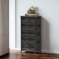 FURNOS Industrial 5 Fabric Drawer Chest Storage Unit Black