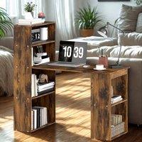 FURNOS Industrial Rustic 120CM Computer Desk With 6 Storage Shelves in Brown