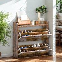 FURNOS 2 Drawer Hallway Shoe Storage Cabinet With Storage Shelf Rustic in Brown