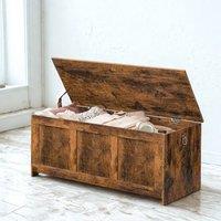 FURNOS Large Industrial Wooden Storage Box Chest Trunk Rustic Brown