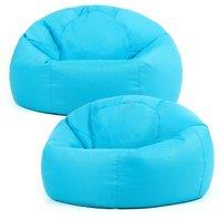 icon Classic Indoor Outdoor Bean Bag Khaki Bean Bag Chair Pack of 2 in Aqua