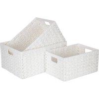 Red Hamper Set of 3 White Paper Rope Rectangular Storage Basket
