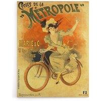 Artery8 Metropole Cycles French Vintage Advert Canvas Wall Art Print in Beige | Size: W18 x H24