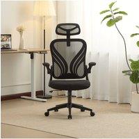 Home Source Ergonomic Design Office Chair Adjustable Armrests Breathable Foldable in Black