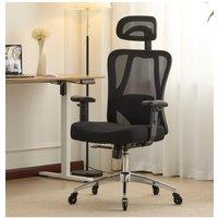 Home Source Breathable Office Chair Adjustable Armrest & Headrest Silent Casters in Black