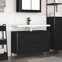 Berkfield Home Bathroom Basin Cabinet with Drawers Black Oak 90x34.5x60 cm