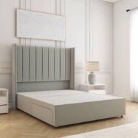 BSSPOKE Hannah Divan Bed Plush Velvet 54 Headboard & No Drawers No Mattress in Silver | Size: Small Double