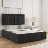 BSSPOKE Lily Divan Bed Plush Velvet 24 Headboard & 4 Drawers No Mattress in Black | Size: Double