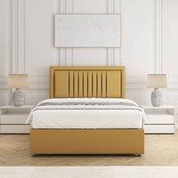 BSSPOKE Canes Divan Bed Set Plush Velvet 24 Headboard & Mattress No Drawers in Mustard | Size: Super King