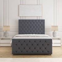 BSSPOKE Maya Plush Divan Bed 54 Headboard & Footboard Mattress & No Drawers in Charcoal | Size: Super King
