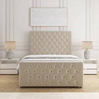 BSSPOKE Maya Plush Divan Bed 54 Headboard & Footboard Mattress & No Drawers in Cream | Size: Small Double