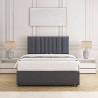 BSSPOKE Florence Divan Bed Plush Velvet 24 Headboard & Mattress No Drawers in Charcoal | Size: Double