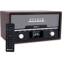 Denver Bluetooth DAB+ Radio CD Player w/ Clock Alarm & Remote - 2 x 50W Stereo Speakers, 20 Radio Presets, Twin Alarm, USB & AUX - MDA-525 Dark Wood