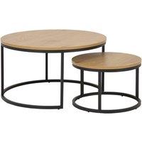 Furniture To Go Spiro Round Coffee Table Set with Oak Top & Black Legs