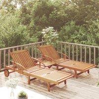 Berkfield Home 2 Piece Sunlounger Set with Table Solid Wood Acacia in Brown