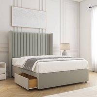 BSSPOKE Manhattan Divan Bed Plush 54Headboard 2 Drawers Footend & Mattress in Silver | Size: Double