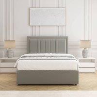 BSSPOKE Canes Divan Bed Set Plush Velvet 24 Headboard & Mattress No Drawers in Silver | Size: Super King