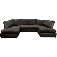 SNUG FURNITURE BIRMINGHAM LTD Preston U Shaped Jumbo Cord Full Back Corner Sofa in Black | Size: 6 Person