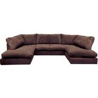 SNUG FURNITURE BIRMINGHAM LTD Preston U Shaped Jumbo Cord Full Back Corner Sofa in Chocolate | Size: 6 Person