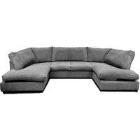 SNUG FURNITURE BIRMINGHAM LTD Preston U Shaped Jumbo Cord Full Back Corner Sofa in Grey | Size: 6 Person