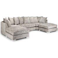 SNUG FURNITURE BIRMINGHAM LTD London U Shape Silver Scatterback Corner Sofa | Size: 6 Person